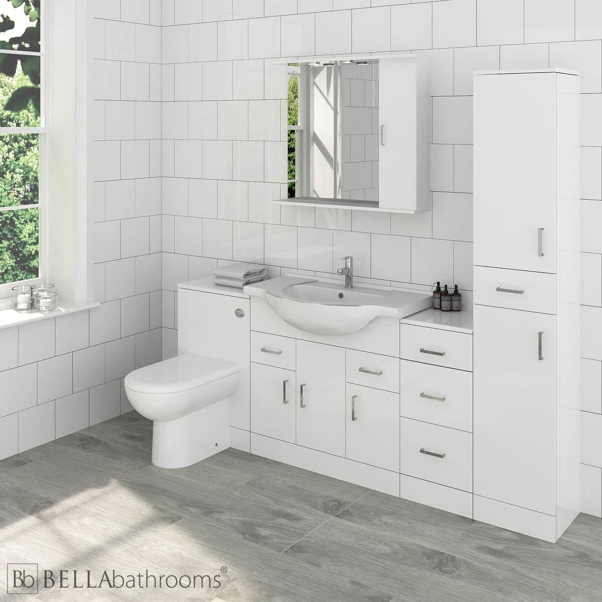 Nuie High Gloss White Bathroom Furniture