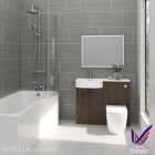 Elation Combination P Shape Bodega Grey Woodgrain Furniture Suite with Right Hand P Shape Shower Bath