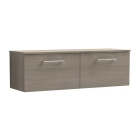 Nuie Arno Solace Oak Woodgrain Wall Hung 2 Drawer Vanity Unit with Worktop 1205mm