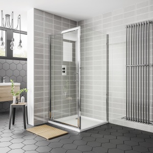 April Destini Pivot Shower Door with Optional Side Panel