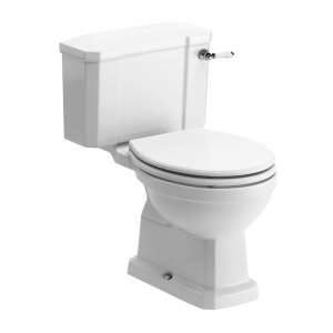 Glissando Worsley Close Coupled Toilet with Sea Green Wood Effect Seat