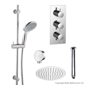 Niagara Equate Chrome Concealed Shower Valve with Deluxe Slide Rail Kit & Round Ceiling Head - ECVP31