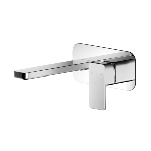 Nuie Windon Chrome Wall Mounted 2 Tap Hole Basin Mixer With Plate