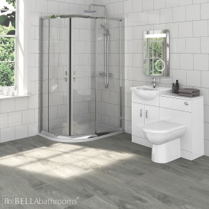 Saturn Bathroom Furniture Pack with Ella Offset Quadrant Shower Enclosure