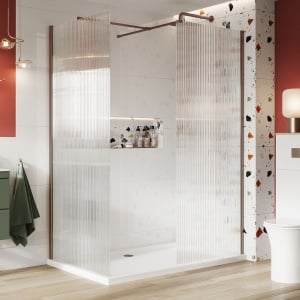 Scudo S8 Brushed Bronze Fluted Glass Wetroom 900mm