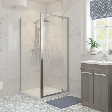 Glissando Overture Edge - Chrome Pivot Shower Door Lifestyle