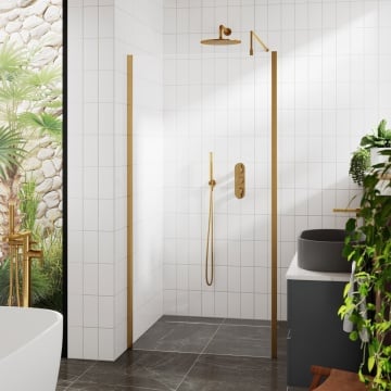 Hudson Reed Brushed Brass - Outer Framed Wet Room - Choice of Size
