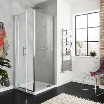 Kartell KV6 - Chrome Pivot Shower Door - Choice of Size and Side Panel 