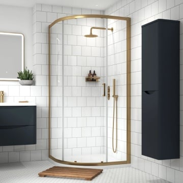 Nuie Lucie Brushed Brass Single Entry Quadrant Shower Enclosure 900mm Lifestyle
