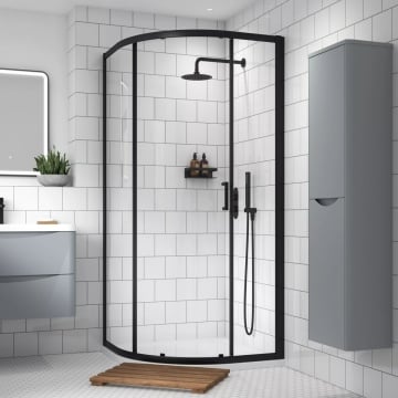 Nuie Lucie Matt Black Single Entry Quadrant Shower Enclosure 900mm Lifestyle