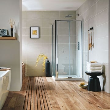 Scudo S6 - Chrome Bi-Fold Shower Door Lifestyle 